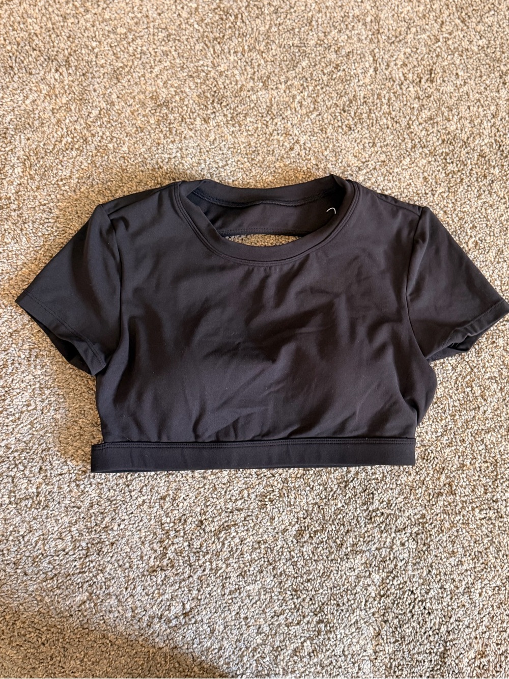 Violate the Dress Code Black Open Back Athletic Crop Top Size Medium